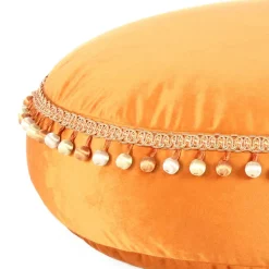 Rundes Samt Bodenkissen in Bronze - Ashela