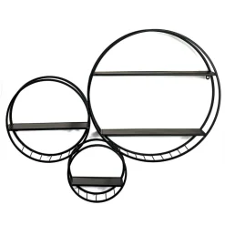 Rundes Wandregal aus schwarzem Metall - Zlotka