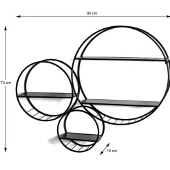Rundes Wandregal aus schwarzem Metall - Zlotka
