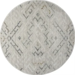 Rundteppich in Hellgrau und Creme - Frantasic