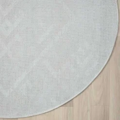 Rundteppich in Hellgrau und Creme - Frantasic