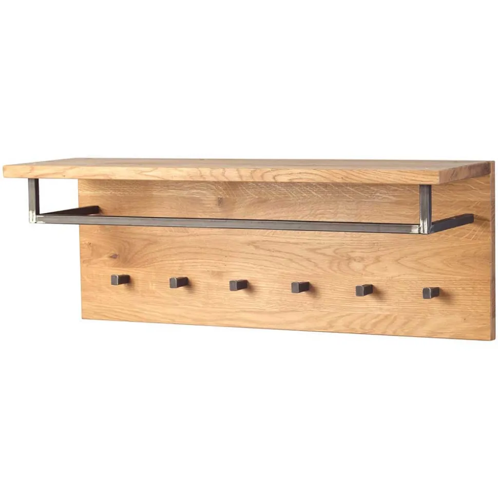 Rustikale Hängegarderobe aus Massivholz Piaza Wildeiche