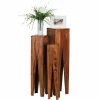 Rustikale Holz Blumensäule Set Pisinon aus Sheesham (dreiteilig)