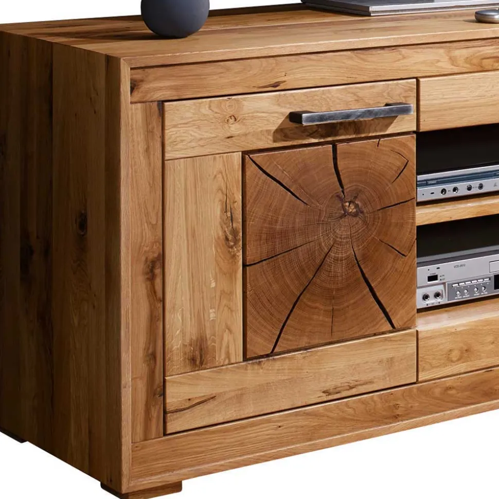 Rustikale Schrankwand Troncon aus Wildeiche (vierteilig)