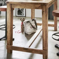 Rustikaler Bartisch aus Mangobaum Massivholz - Facheto