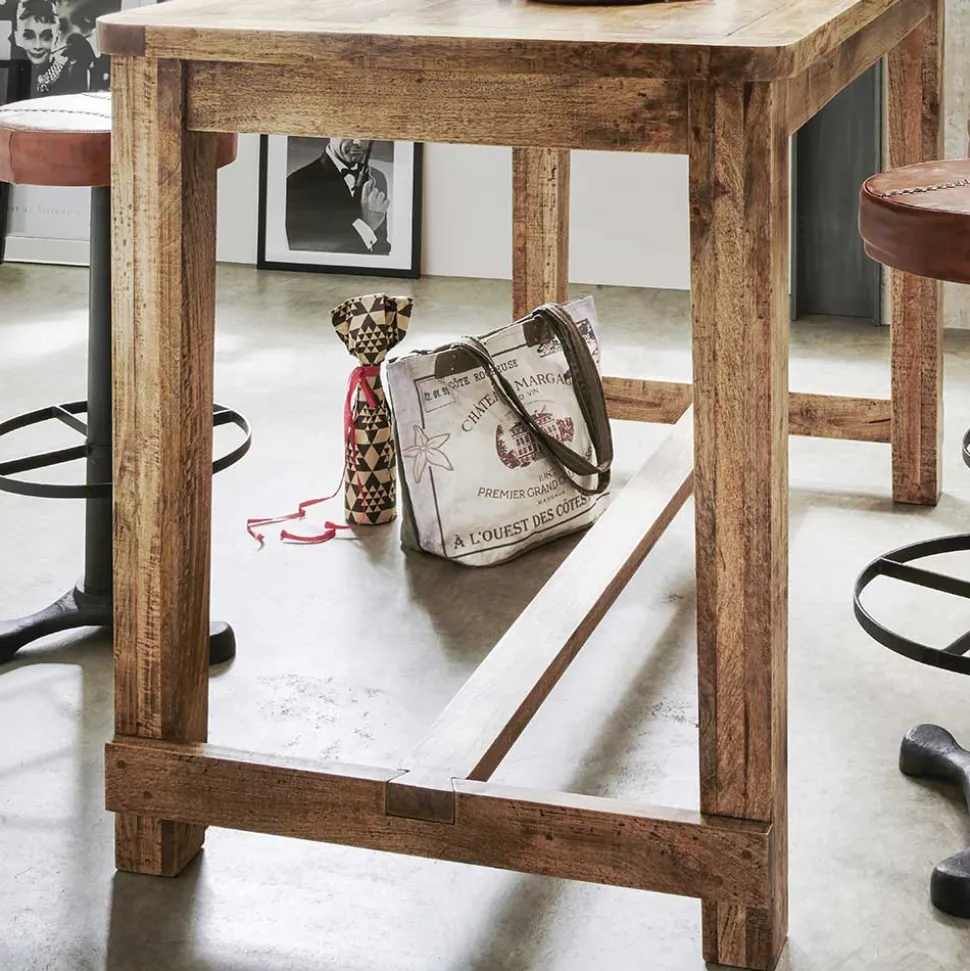 Rustikaler Bartisch aus Mangobaum Massivholz - Facheto