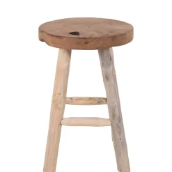 Rustikaler Holzhocker aus Teak Massivholz - Isabelona