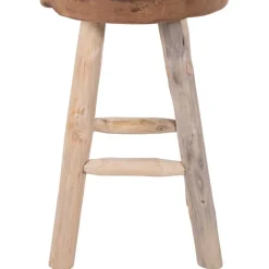Rustikaler Holzhocker aus Teak Massivholz - Isabelona