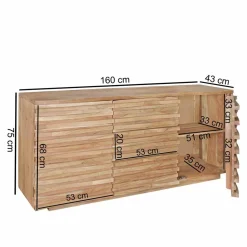 Rustikales Design Sideboard Pisino aus Holz Akazie massiv