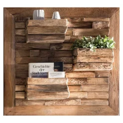 Rustikales Hängeregal aus Teak Massivholz - Teako