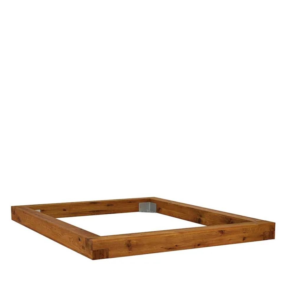 Rustikales Wildeiche Holzbett mit Metallkufen - Space