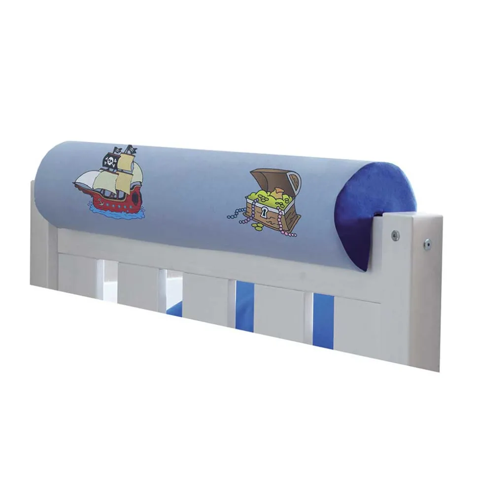 Rutsche Etagenbett mit Piraten Stoff Blau - Maryland