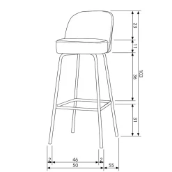 Samt Barstuhl mit 79 cm Sitzhöhe - Labound