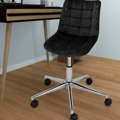 Samt Drehstuhl in Schwarz - Elvadia