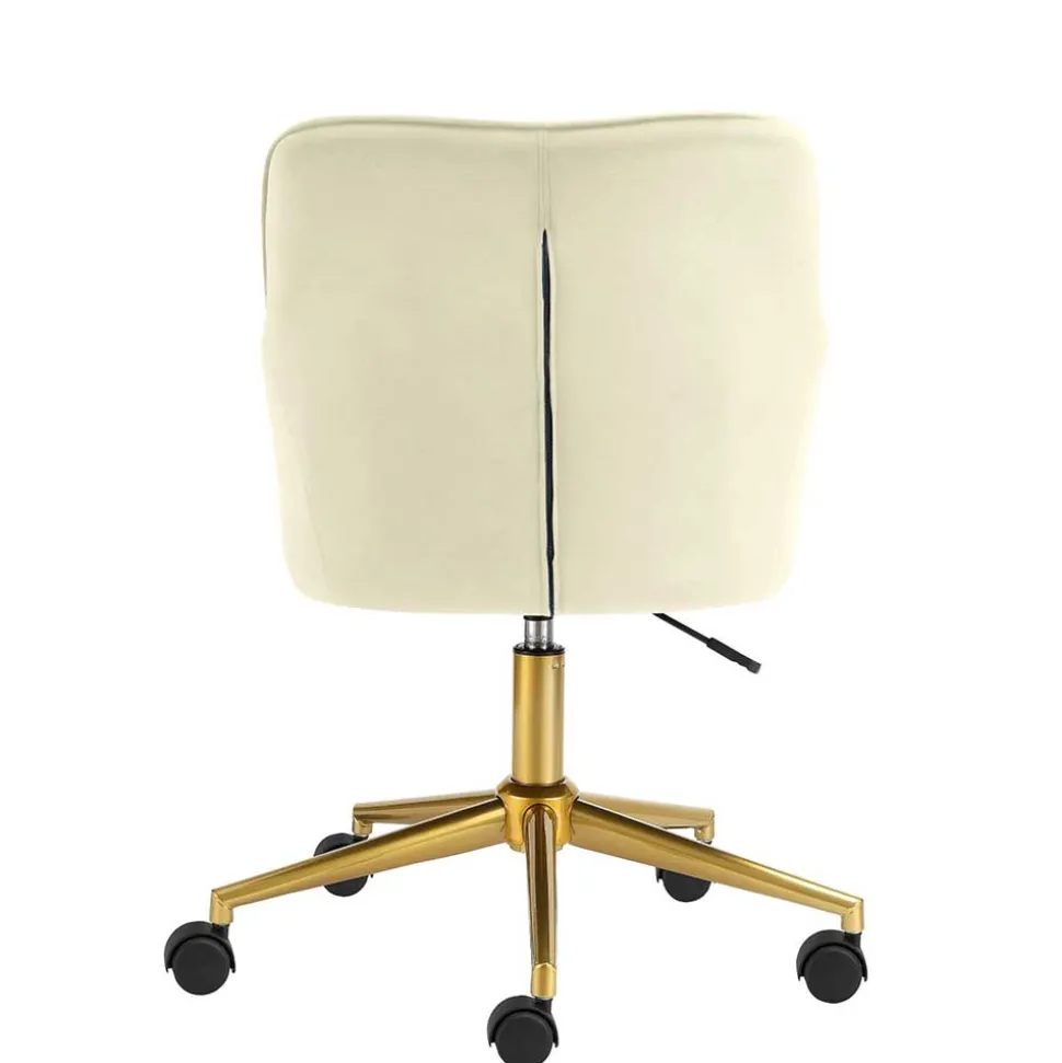 Samt Drehstuhl in Weiß mit Gold - Abetzia