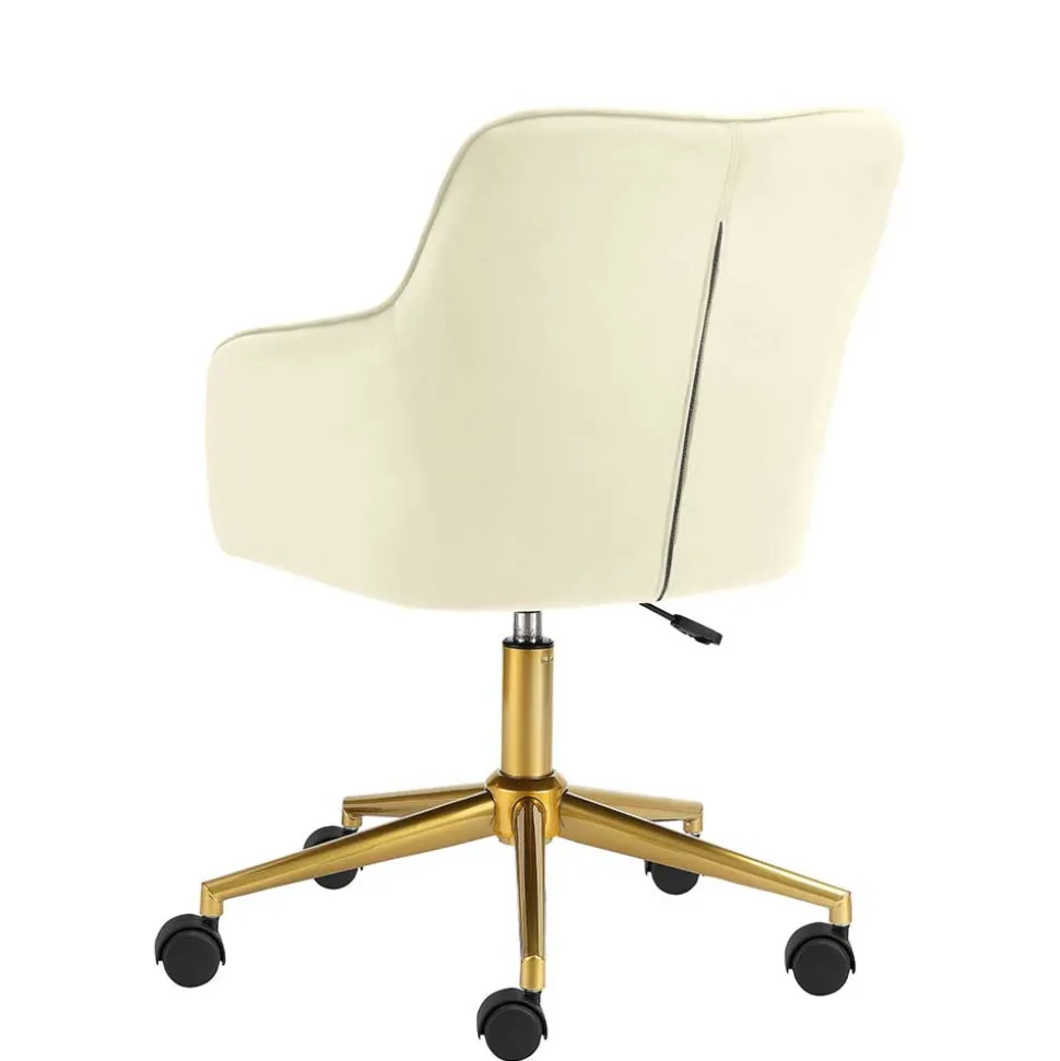 Samt Drehstuhl in Weiß mit Gold - Abetzia