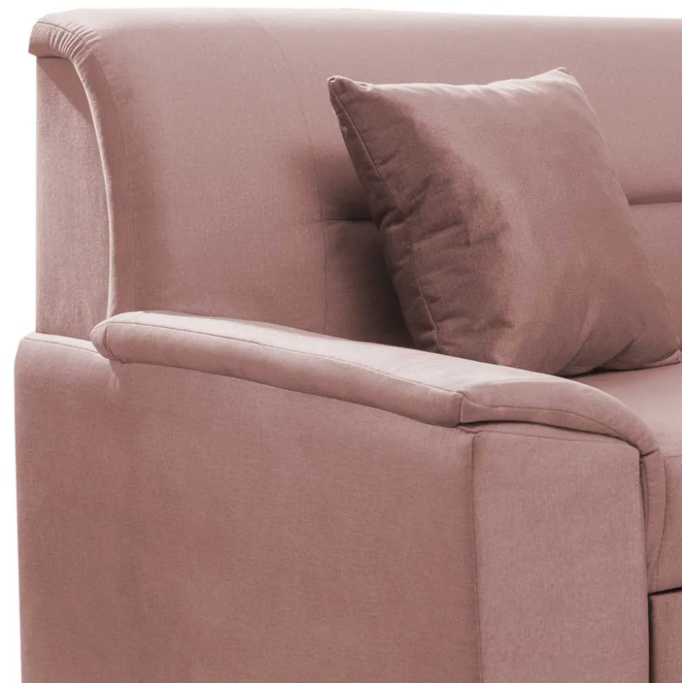 Samt Eckcouch in Altrosa mit Schlaffunktion - Donegal