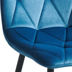 Samt Esszimmerstühle in Blau - Assolato (4er Set)