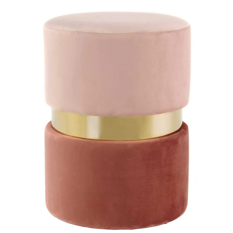 Samt Hocker in Rosa hell & dunkel mit Gold - Adelaide