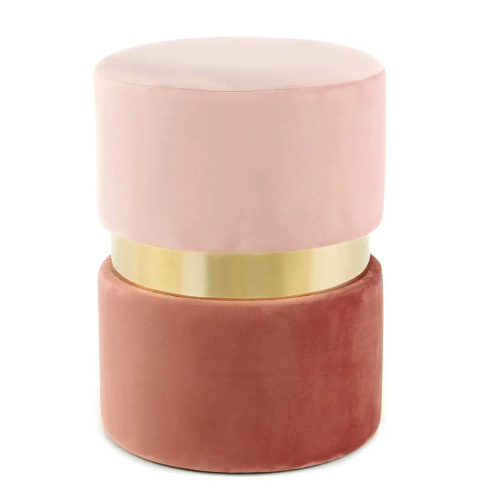 Samt Hocker in Rosa hell & dunkel mit Gold - Adelaide