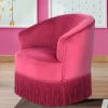Samt Kindersessel in Pink mit Fransen - Lagada