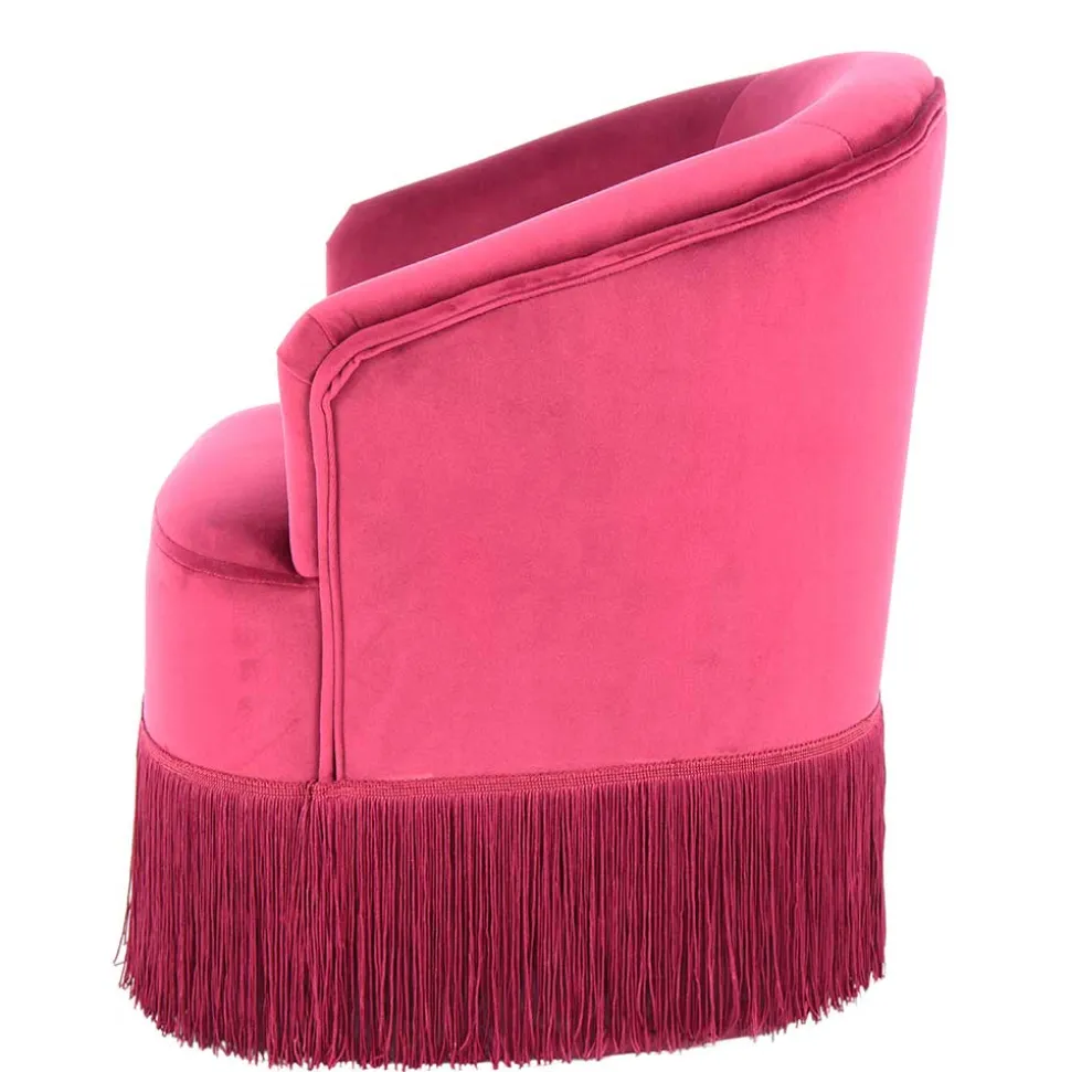 Samt Kindersessel in Pink mit Fransen - Lagada