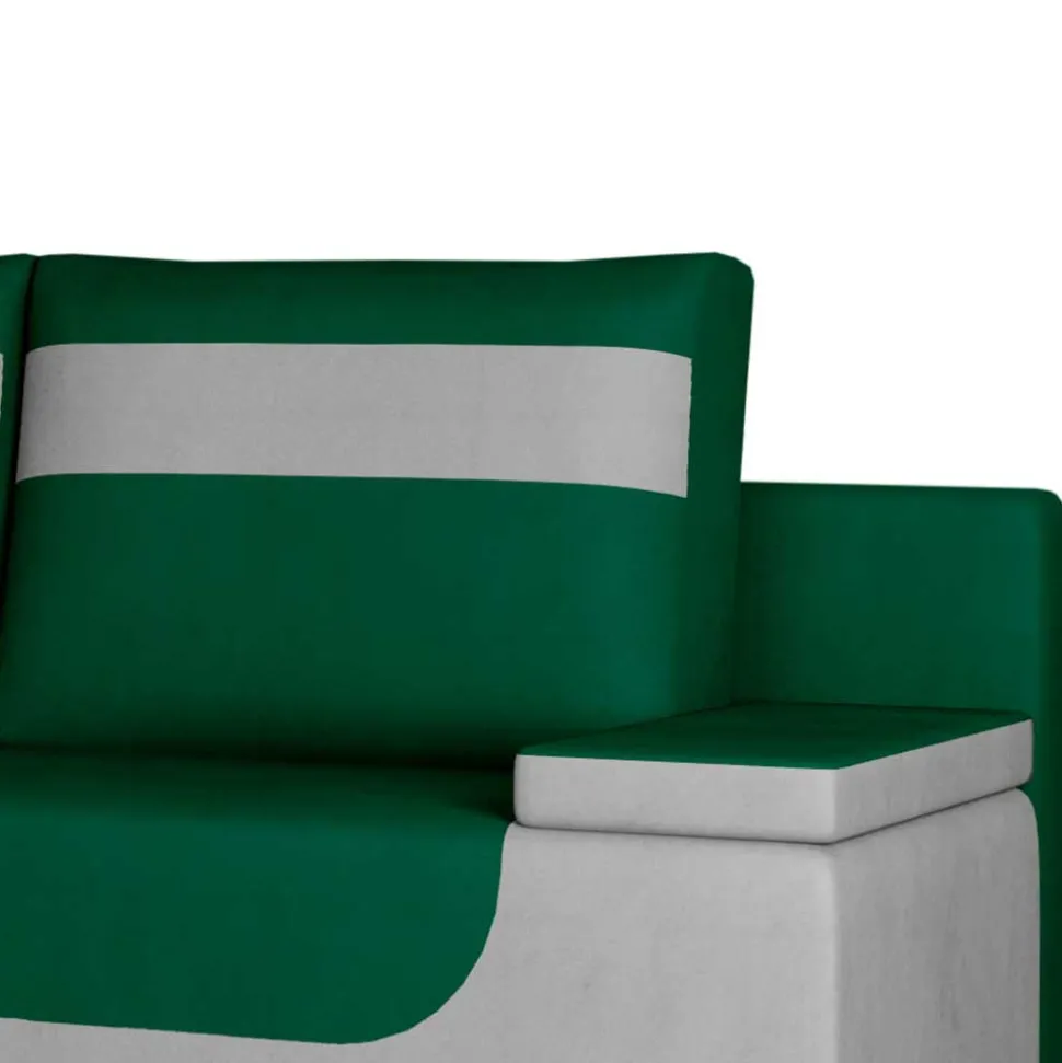 Samt Klappcouch in Dunkelgrün und Hellgrau - Alaleva