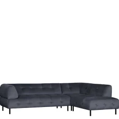 Samt L-Sofa in Dunkelgrau - Roccoss