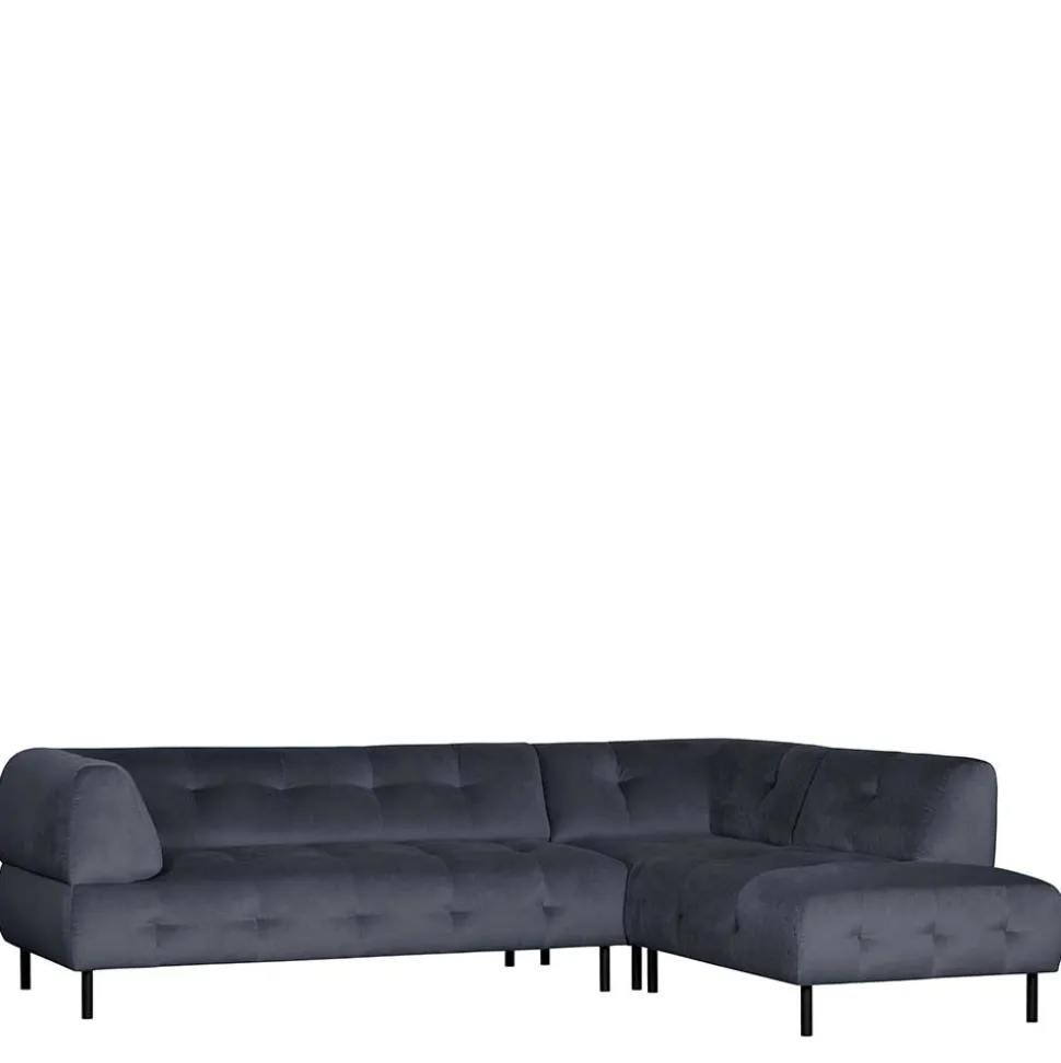 Samt L-Sofa in Dunkelgrau - Roccoss