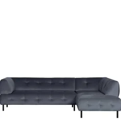 Samt L-Sofa in Dunkelgrau - Roccoss