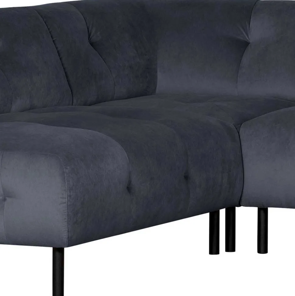 Samt L-Sofa in Dunkelgrau - Roccoss
