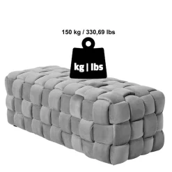 Samt Polsterbank in Taupe - Flechtoptik - Josch