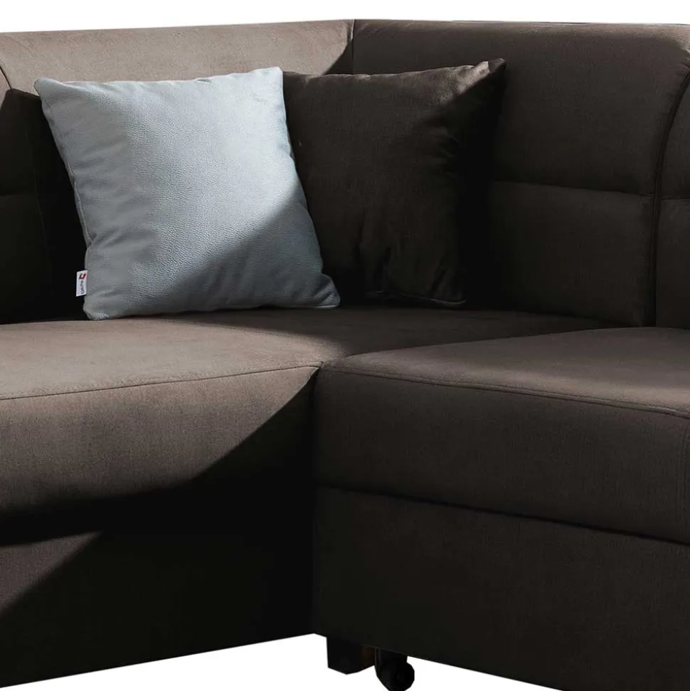 Samt Polsterecke in Dunkelbraun - Vitablo