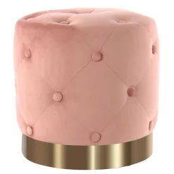 Samt Polsterhocker mit Knopf-Heftungen - Teamona