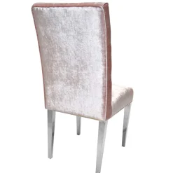 Samt Polsterstuhl in Rosa mit Edelstahl Gestell - Lucinda