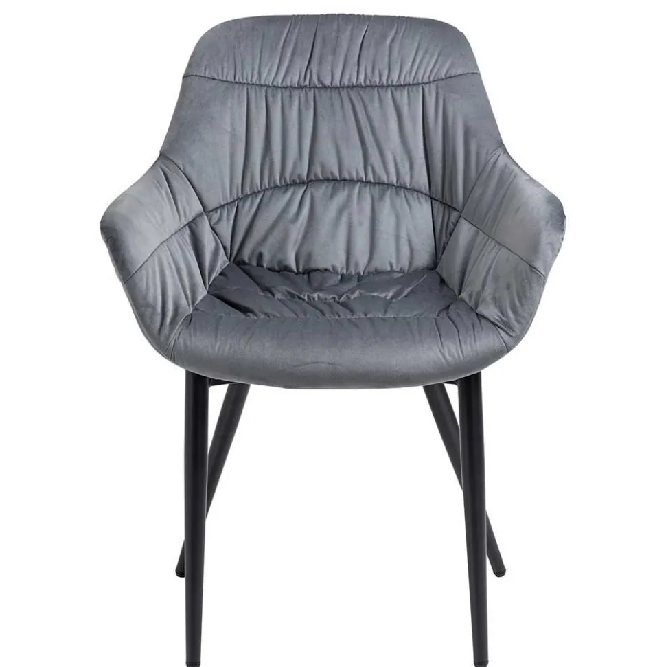 Samt Polsterstuhl mit Armlehnen in Grau - Duong