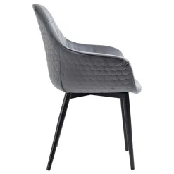 Samt Polsterstuhl mit Armlehnen in Grau - Duong