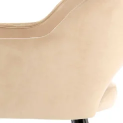 Samt Polsterstuhl mit Armlehnen in Creme - Custon (2er Set)