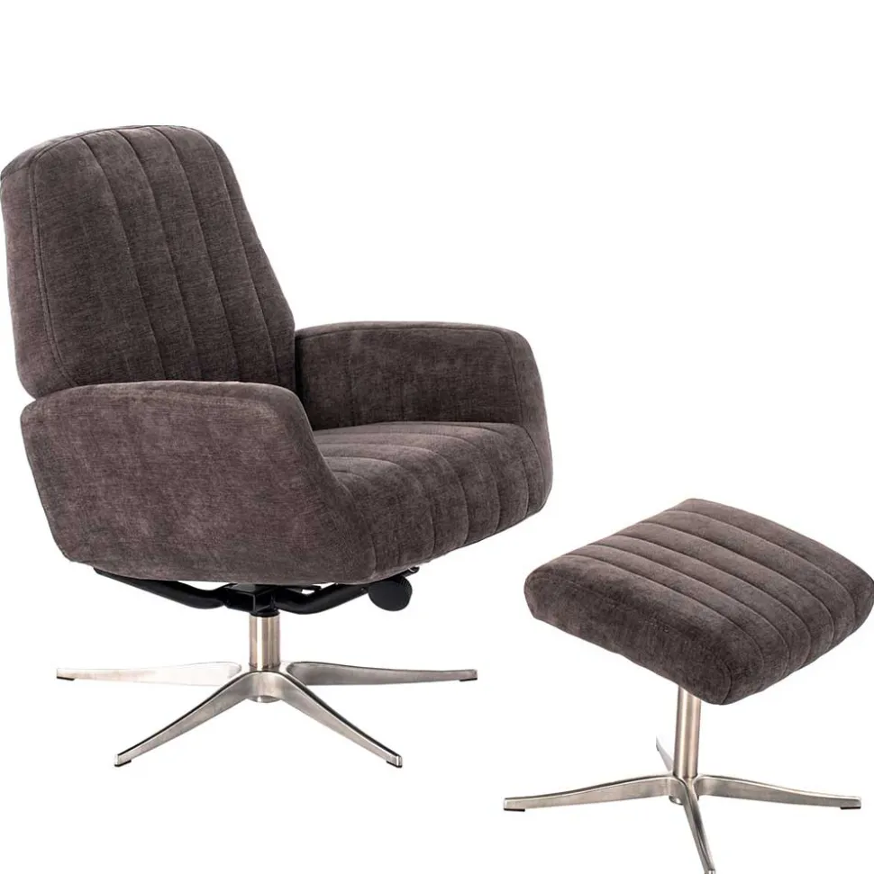 Samt Retrosessel mit Fußhocker - Gilianoa (zweiteilig)