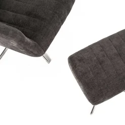 Samt Retrosessel mit Fußhocker - Gilianoa (zweiteilig)