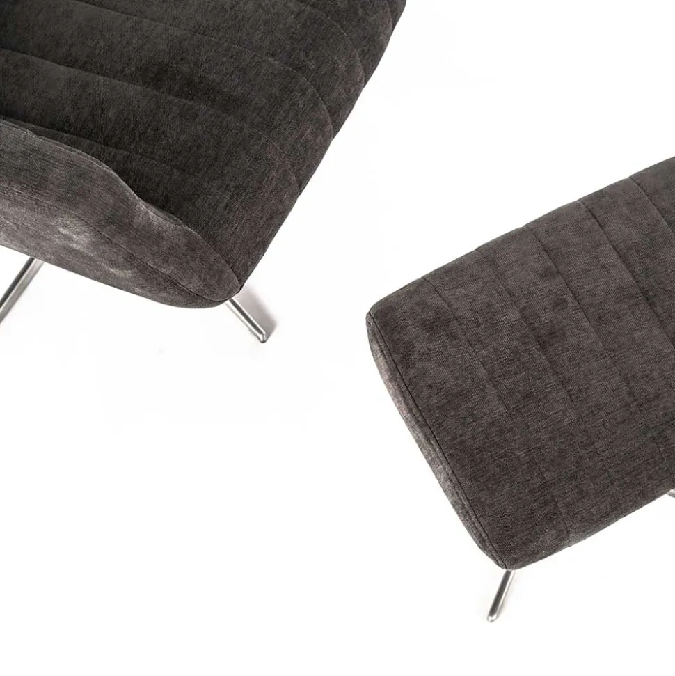 Samt Retrosessel mit Fußhocker - Gilianoa (zweiteilig)