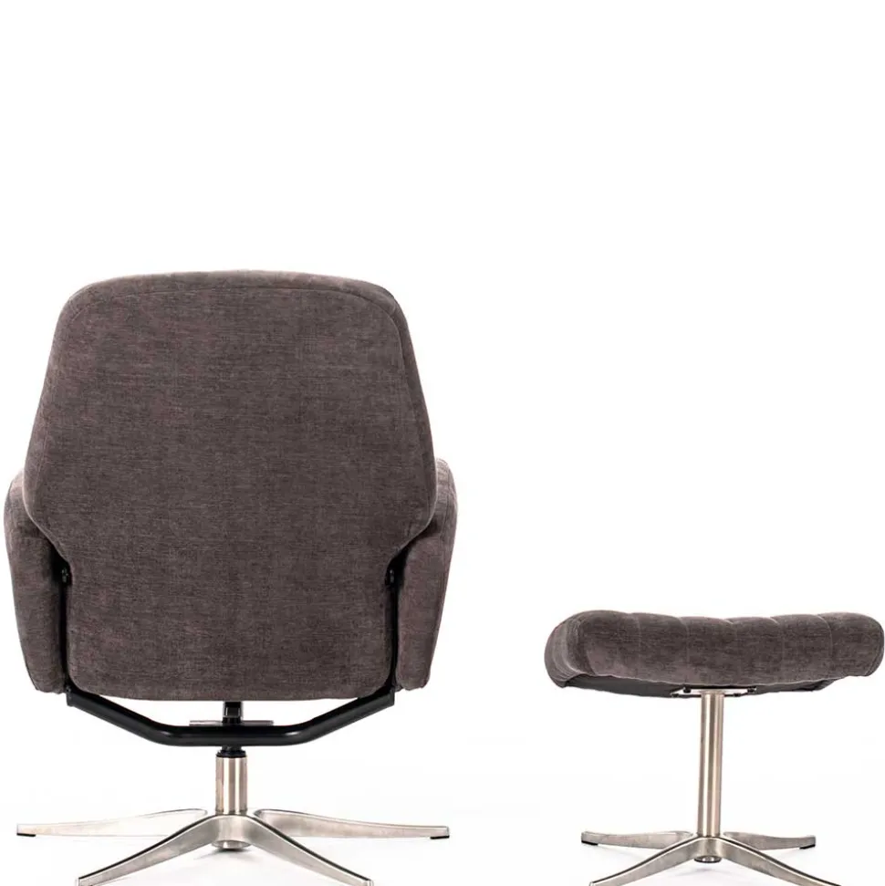 Samt Retrosessel mit Fußhocker - Gilianoa (zweiteilig)