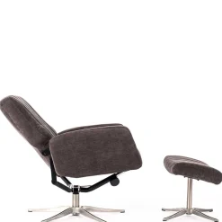 Samt Retrosessel mit Fußhocker - Gilianoa (zweiteilig)