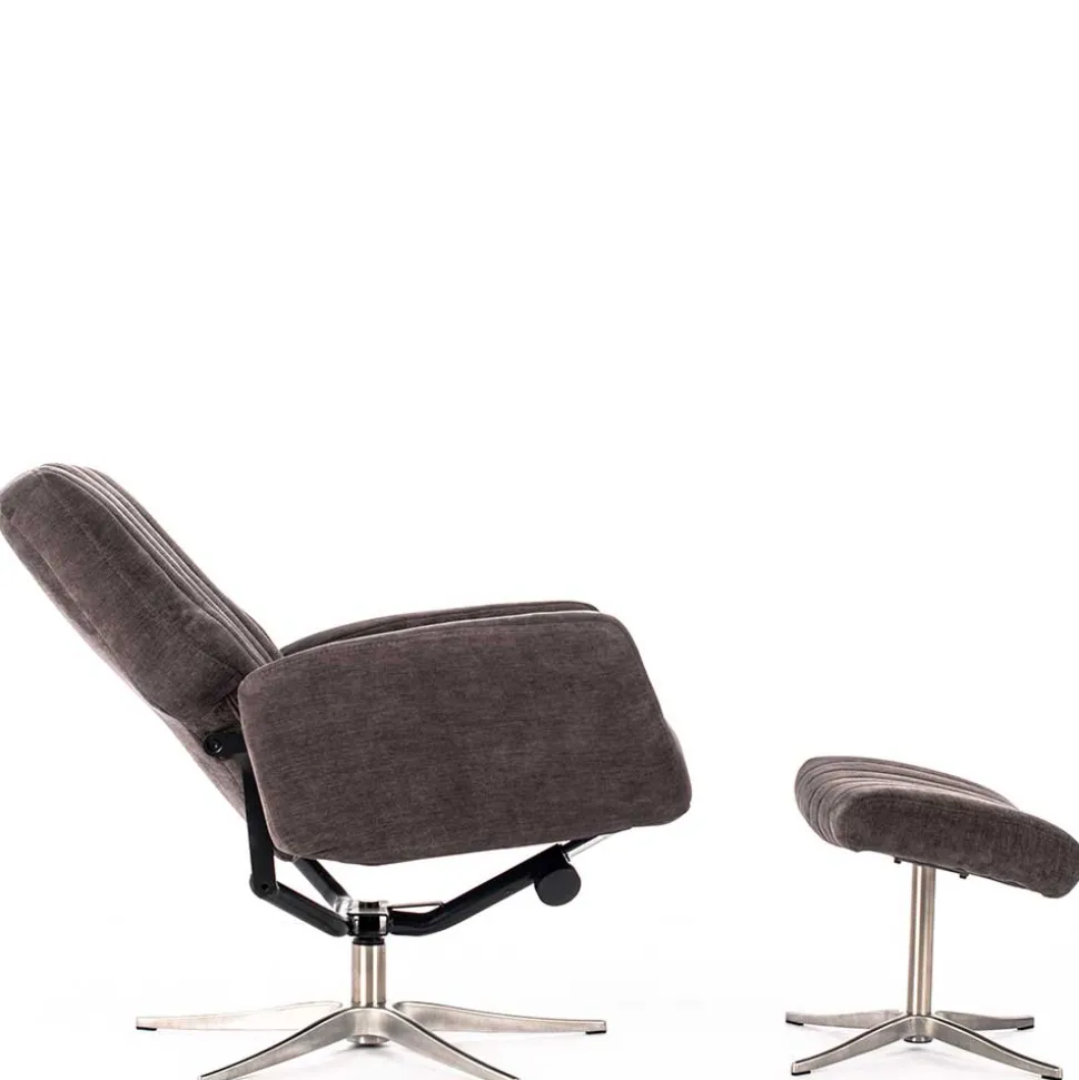 Samt Retrosessel mit Fußhocker - Gilianoa (zweiteilig)