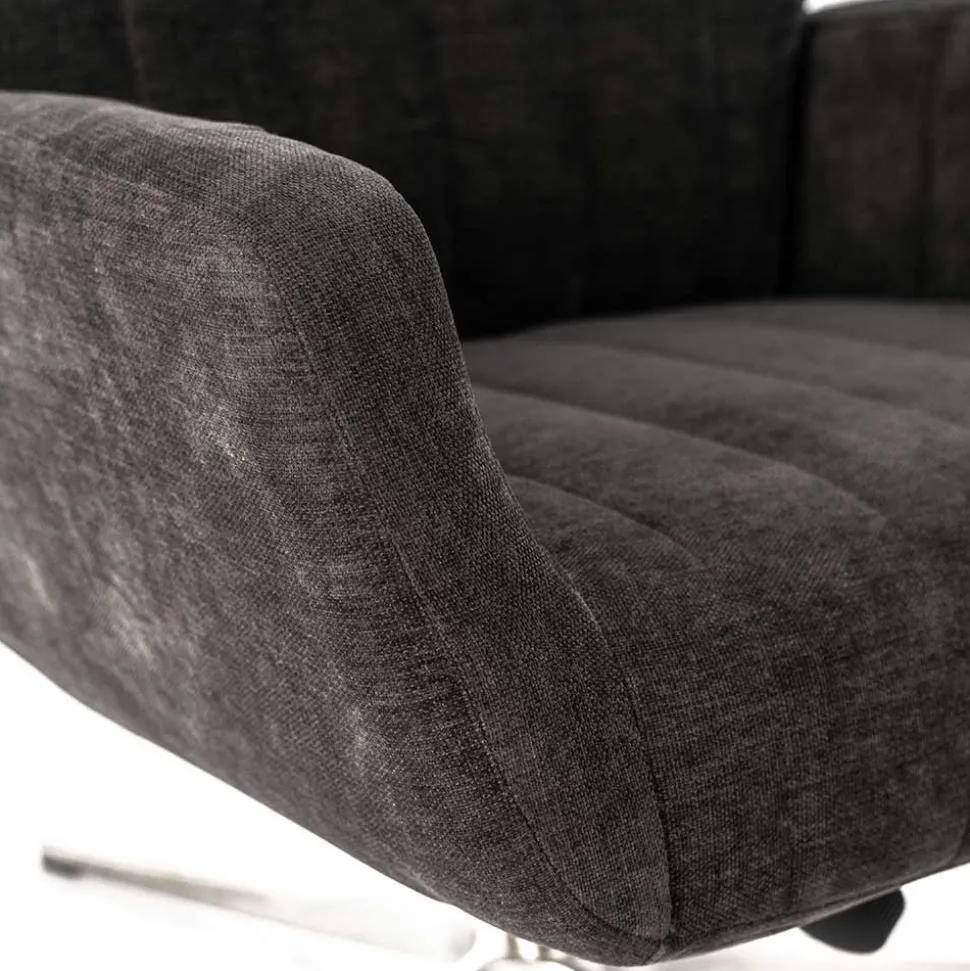 Samt Retrosessel mit Fußhocker - Gilianoa (zweiteilig)