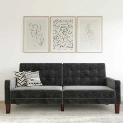 Samt Schlafsofa in Grau - Nenna