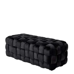 Samt Sitzbank in Schwarz Flechtdesign - Addara