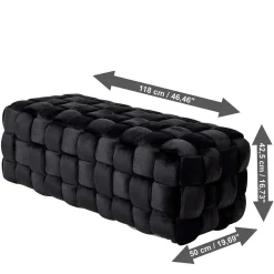 Samt Sitzbank in Schwarz Flechtdesign - Addara