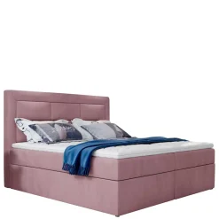 Samt Stauraumbett in Altrosa - Green