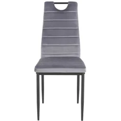 Samt Stühle mit Quersteppung in Grau - Pysio (Set)